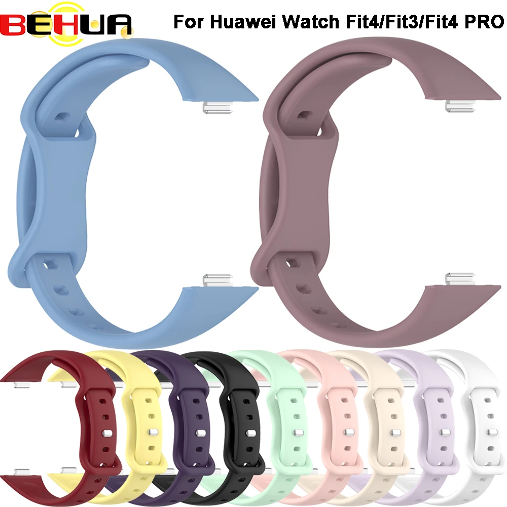 

BEHUA для часов Huawei Watch Fit 3/4 Fit4 Pro, ремешок для часов, силиконовый браслет, одноцветный ремешок для часов Huawei Fit 3, умные часы