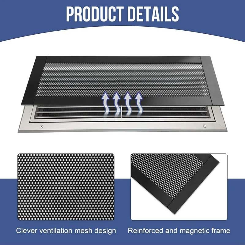 Magnetic Floor Ventilation Cover 4X10inch Air Ventilation Screen Cover PVC For Wall Ceiling Floor Captures Debris