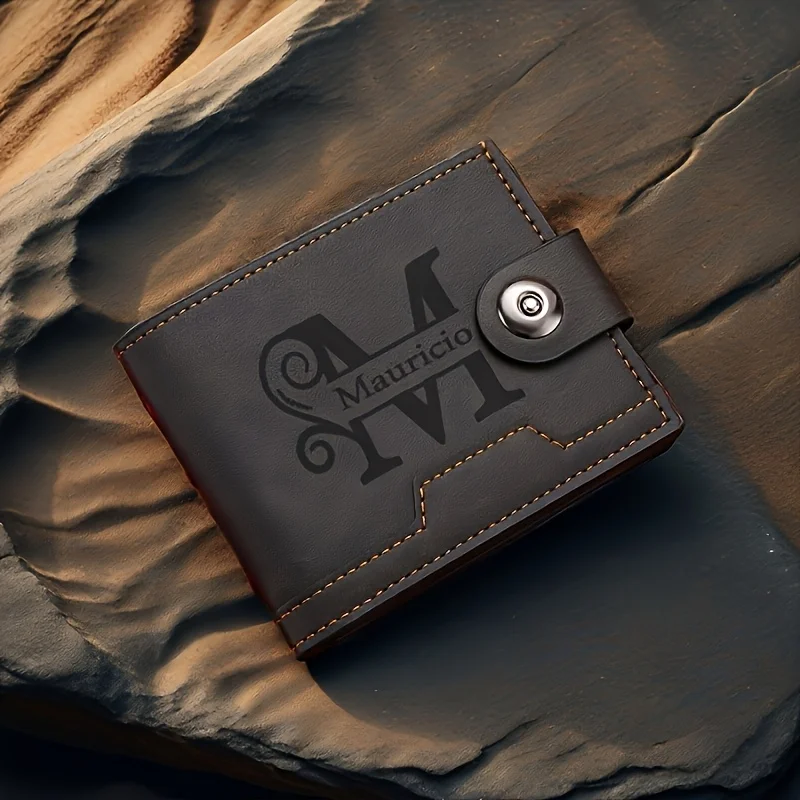 Custom Name Minimalist Retro Men Purse, Multi-slot Elegant Daily Wallet, Ideal Gift for Him on Anniversary and Festival Occasion