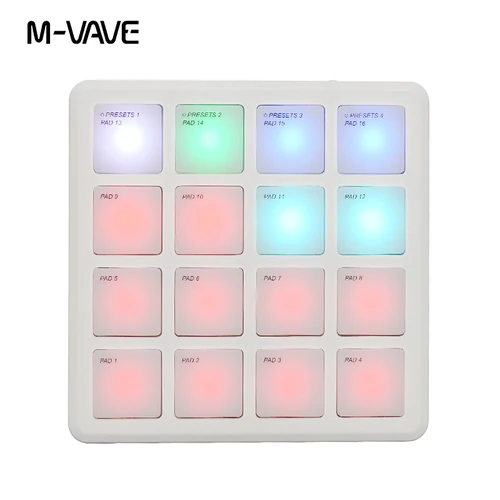 Imagen 2 del producto M-VAVE Pocket Pad Controlador MIDI inalámbrico portátil 16 almohadillas Teclado de percusión adecuado