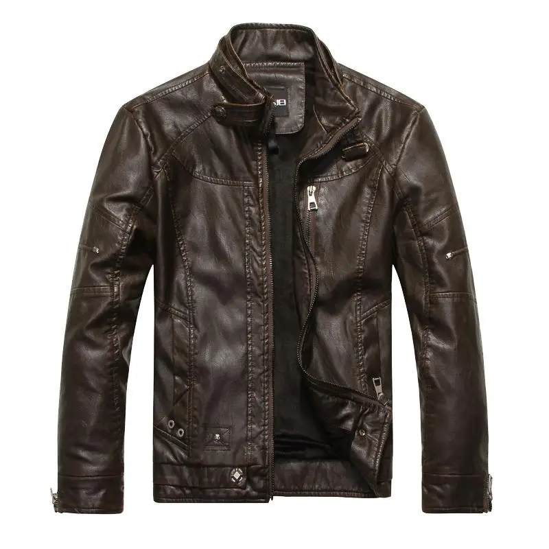 

Men's Motorcycle Leather Jaet Wa off Leather Casual Long Sve Zipper PU No Brand Deformable No Ironing Treaent