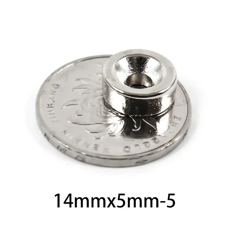 10/20/50PCS 14x5-5mm Disc Strong Powerful Magnets Hole Countersunk Round Neodymium Magnet