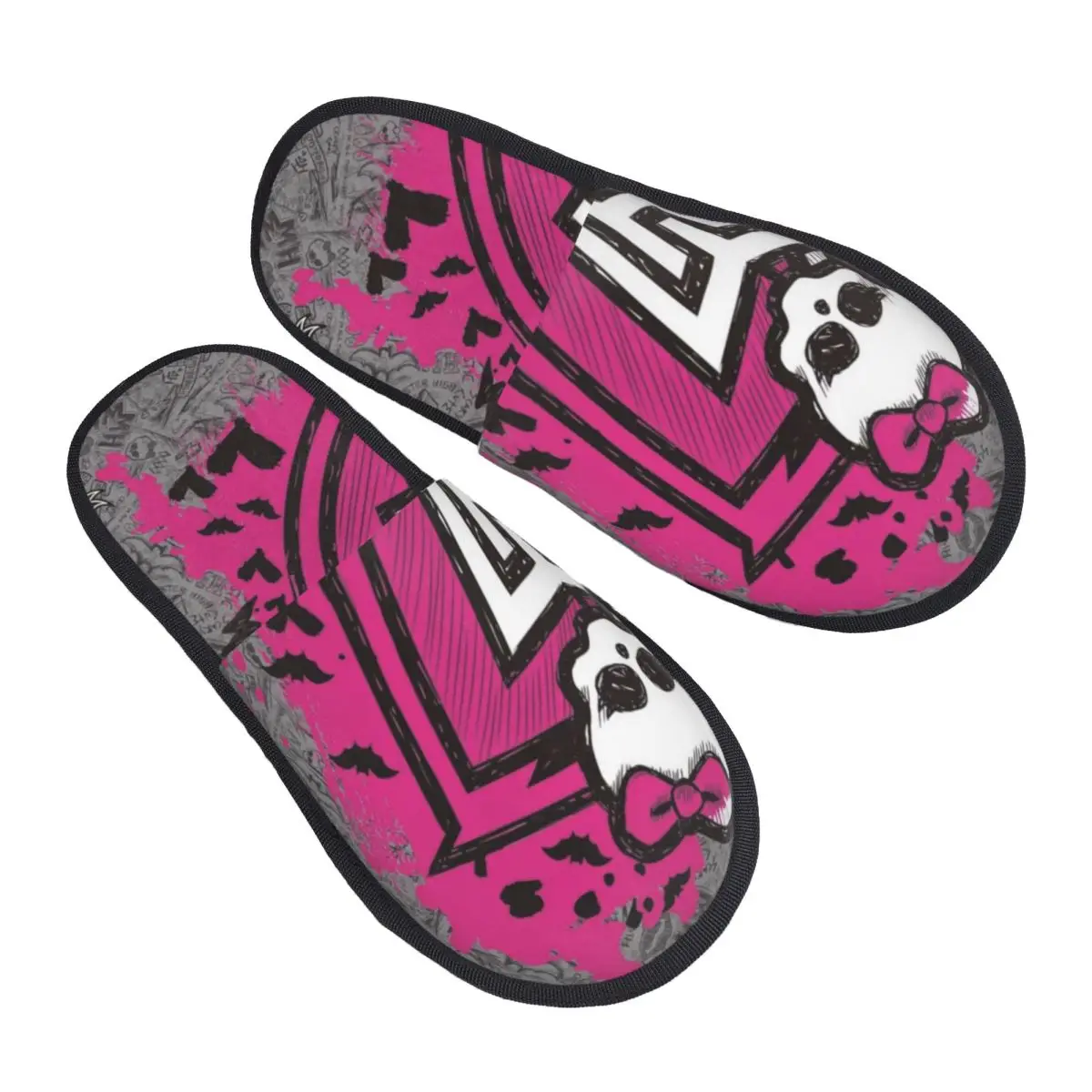 Custom Monsters High Logo Memory Foam Slippers Women Cozy Warm House Slippers