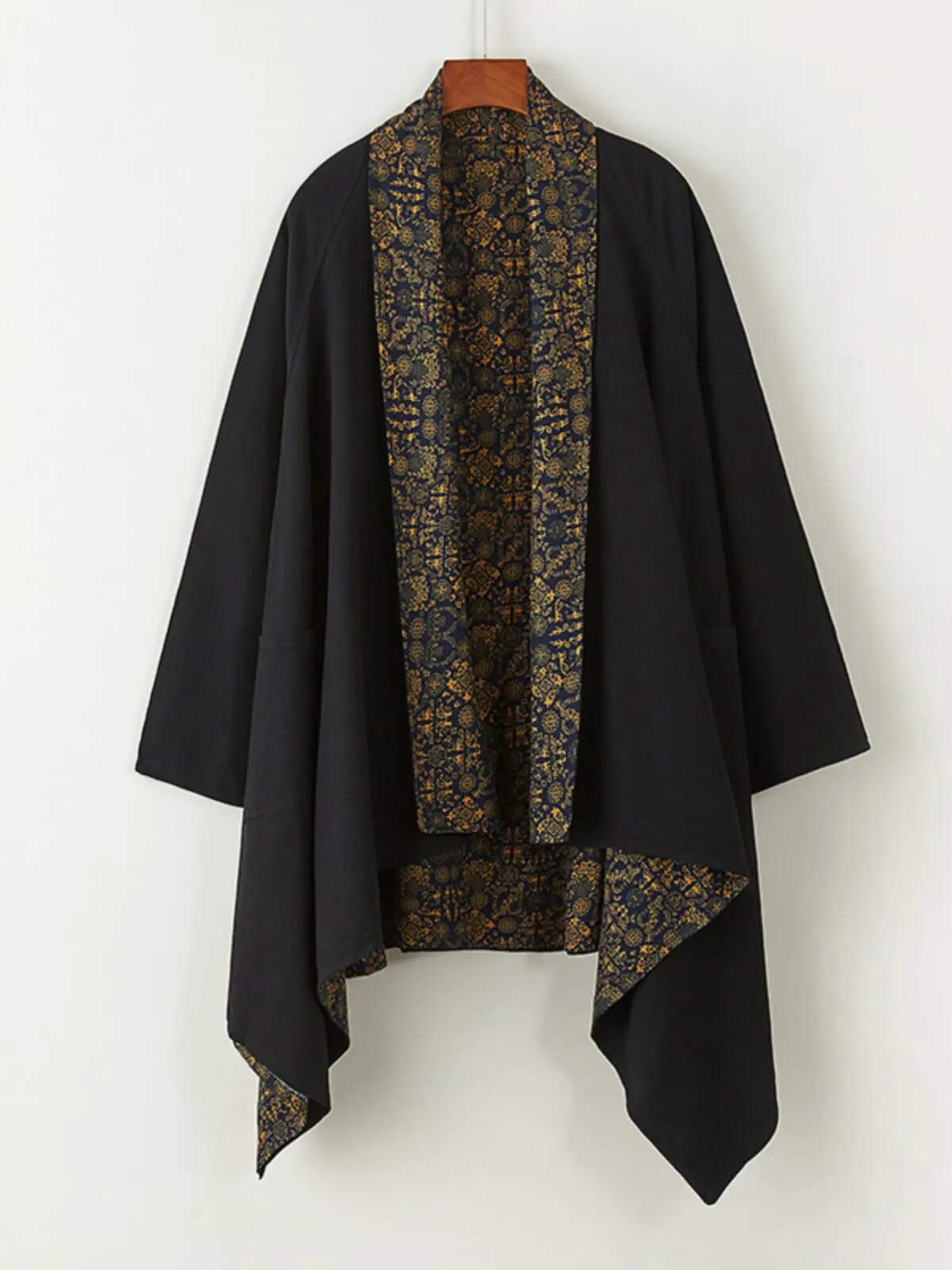 

Мужской кардиган-кимоно в японском стиле самурая, из хлопка и льна, хаори, юката, уличная одежда, ретро-этнический халат, двусторонняя накидка-куртка