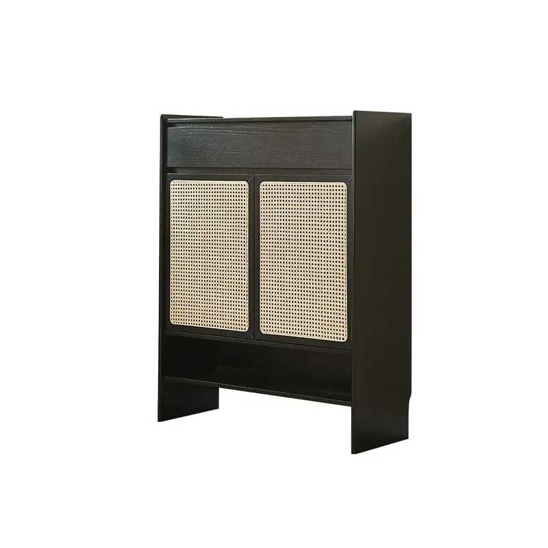 

Nordic Japanese-style rattan Small apartment New 2025 popular household door solid wood shoe