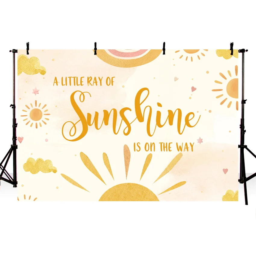 Mehofond Newborn Birthday Backdrop A Little Ray of Sunshine is on the way Photography Background Boho Sun Heart Decor Photozone