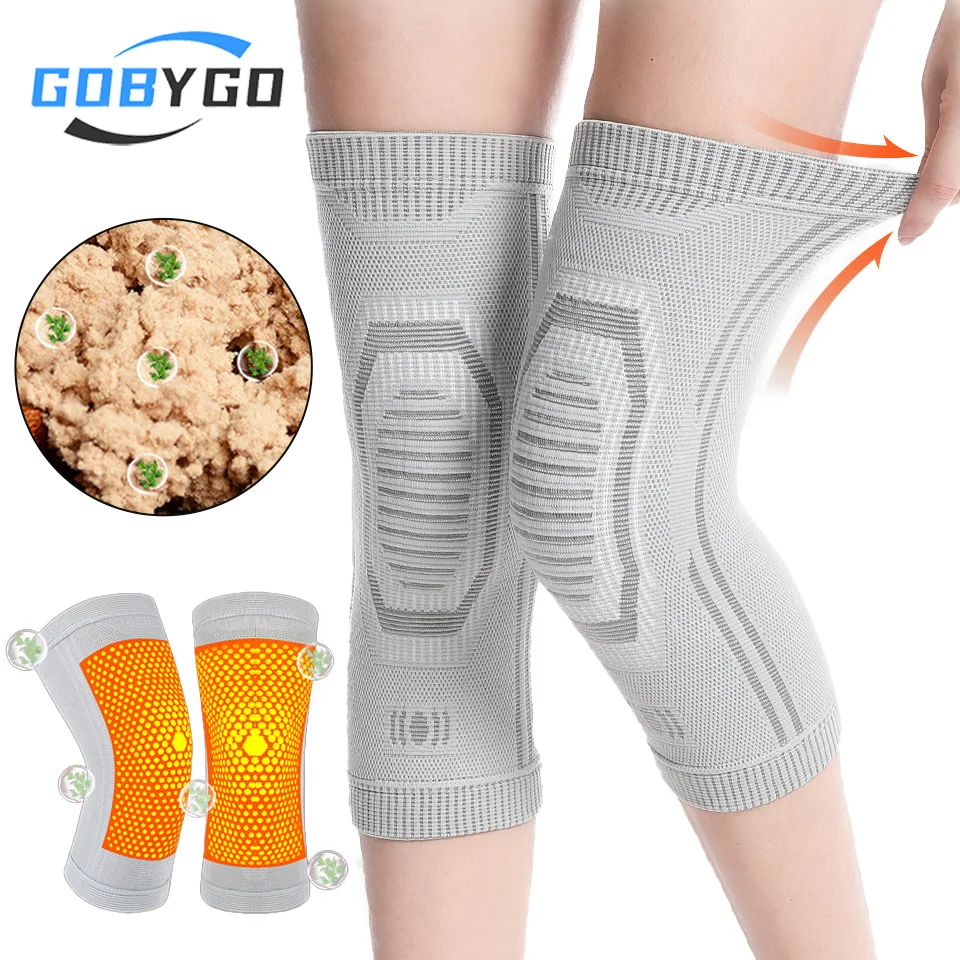 GOBYGO Graphene Self Heating Wormwood Kneepads Knee Brace Injury Recovery Massager Leg Warmer Warm Arthritis Joint Pain Relief