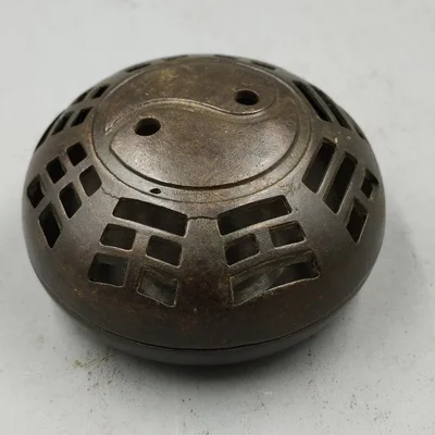 Antique Red Copper Taiji Bagua Incense Burner Decorations