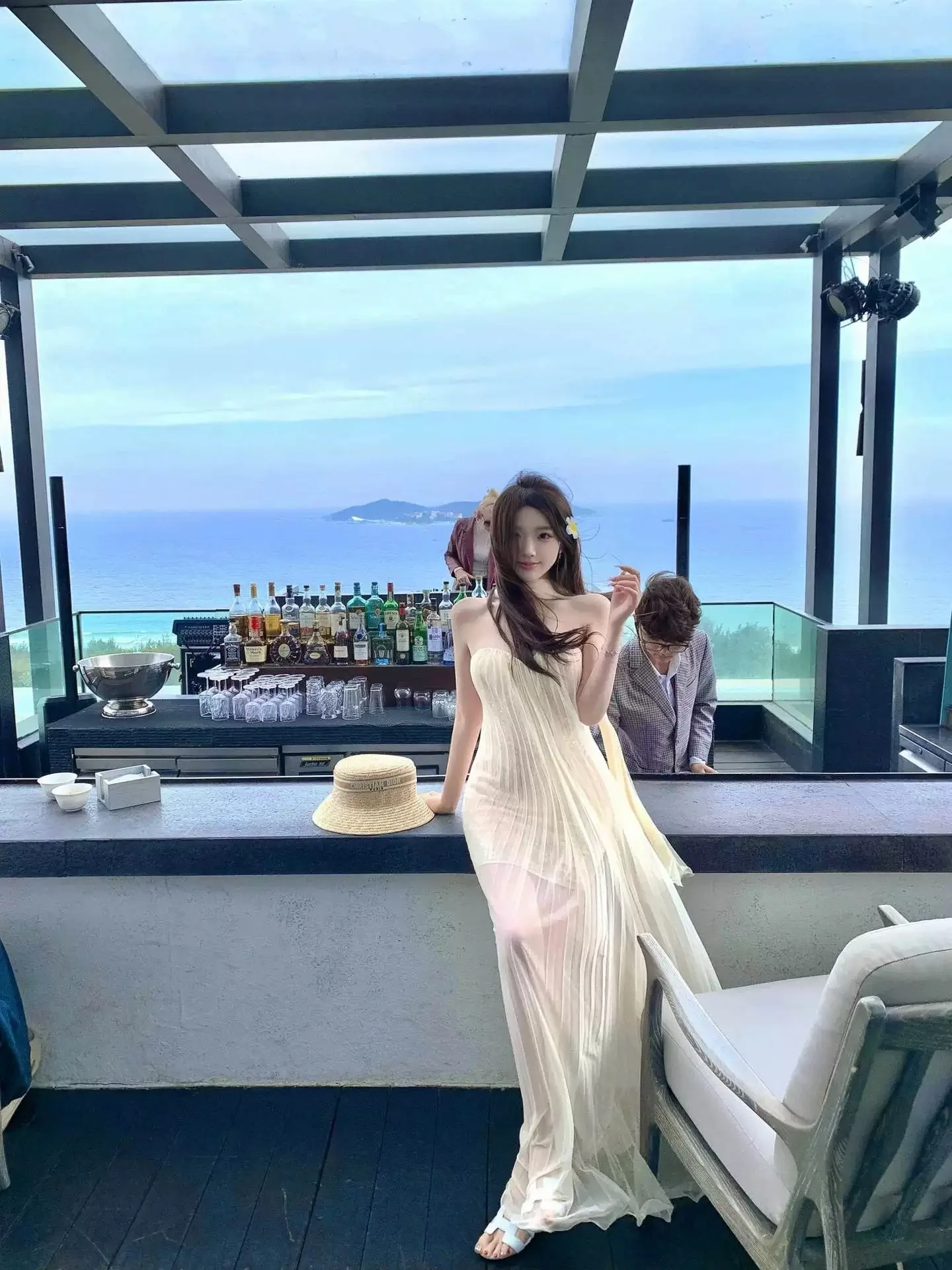 Vestido longo de luxo estilo coreano, elegante, plissado, 2 camadas, jantar, banquete, festa, feminino, verão, fita, vestido de balanço fluido