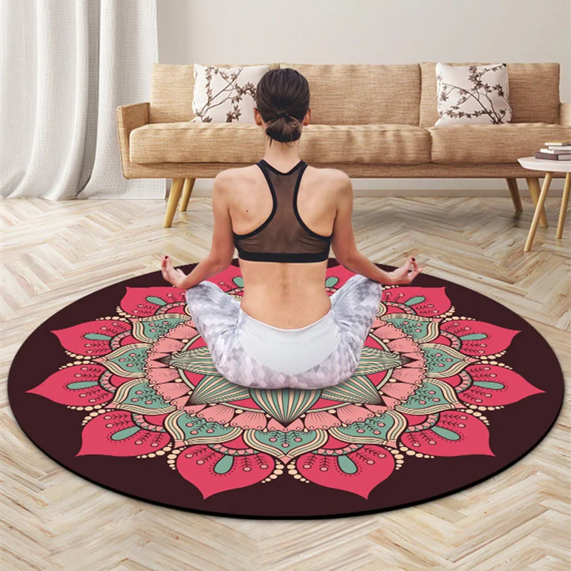 140CM Fitness Mat, Circular Meditation Yoga Mat, Flat Support, Inverted Jump Rope, Shock Absorption, Quiet Small Mini Floor Mat