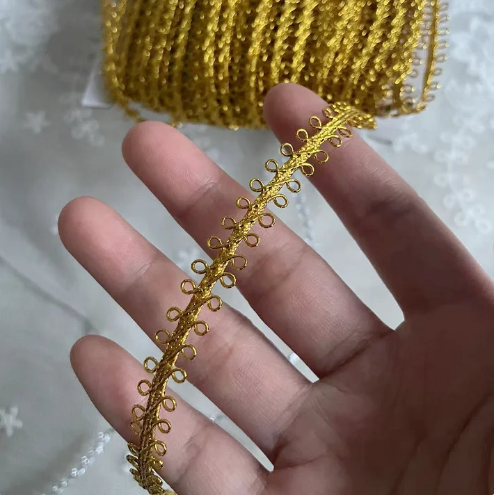 10Yards 1cm Gold Silver Braid Lace Trim Cosplay Costume Performance Stage Decoratiove Lace Ribbon DIY Sewing Apparel Edge Fabric