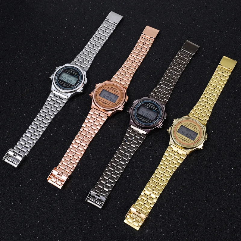 Cintura in acciaio a LED oro rosa argento orologi uomo donna Display digitale elettronico orologio stile retrò Relogio Masculin Reloj Homb