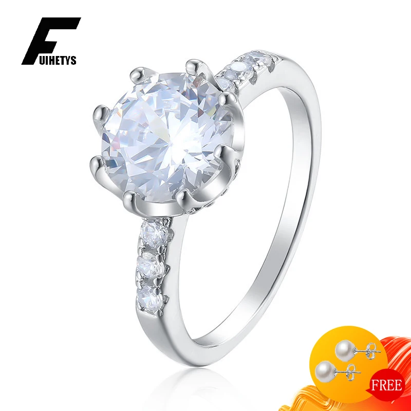 

Fashion 925 Silver Jewelry Ring with Cubic Zirconia Gemstone Finger Rings for Women Girl Wedding Engagement Party Accessories