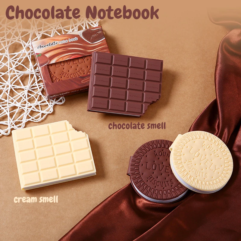 1Pc Creative Scented Chocolate Shaped Notebook Student Portable Mini Pocket Emulational Sandwich Cookie Notepad Real Cream Smell