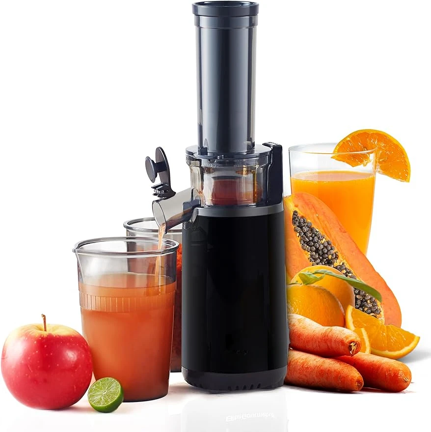 HAOYUNMA EJX600 Compact Small Space-Saving Masticating Slow Juicer, Cold Press Juice Extractor, Nutrient and Vitamin Dense