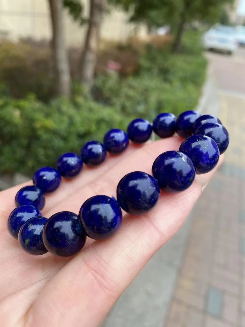Genuine Blue Natural Blue Lapis Lazuli Stone Beads Bracelet 12.2mm Women Men Stretch Round Crystal Bracelet Jewelry AAAAAA
