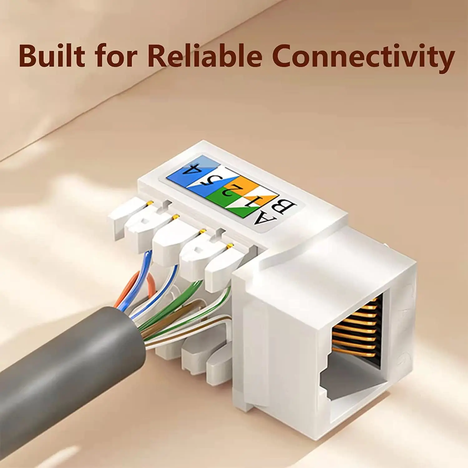 ZoeRax 10 Stück Cat6/5e Keystone-Buchse, RJ45 Keystone-Buchse, Cat6-Netzwerkkoppler, Ethernet-Wandbuchse (nicht kompatibel mit Patchpanel) – Detail 5