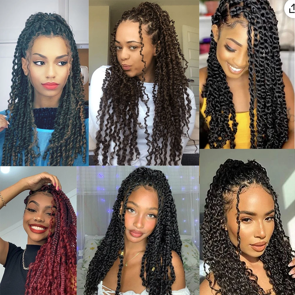 Dairess Synthetic Passion Twist Crochet Hair Extensions Afro Kinky Ombre Color Crochet Braids For Black Women