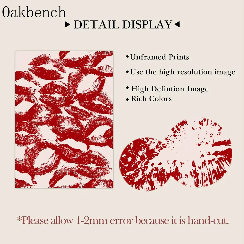 الوردي القوس الملصقات الأحمر الشفاه طباعة صورة بطاقة لوحات الحب جدار الصورة العصرية ملصقات الحائط غرفة المعيشة جدار ديكور لا الإطار #6
