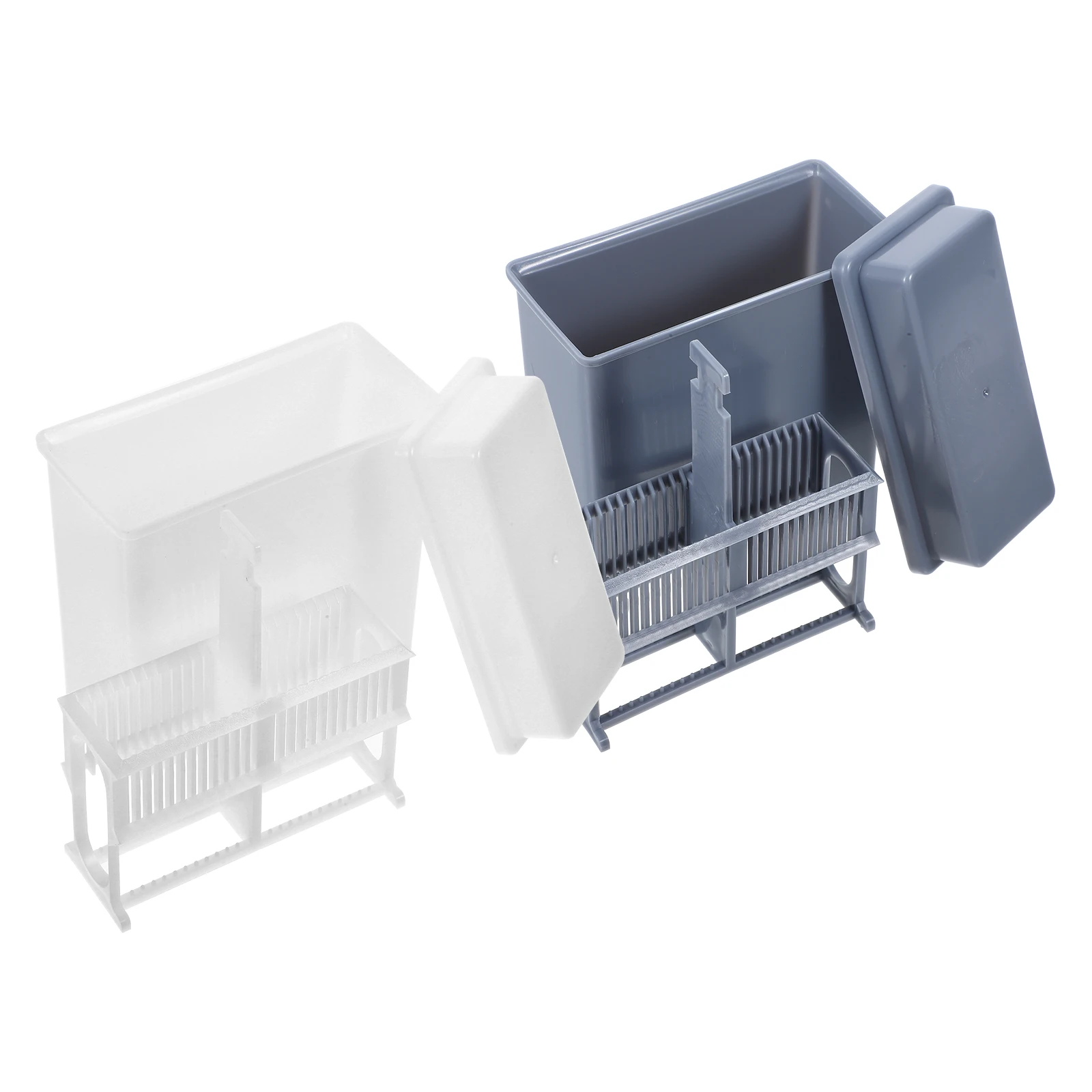 

2 Pcs Slide Staining Rack Lab Racks Laboratory Glass Equipment Container Plastic Microscope Accessories Jar Holder