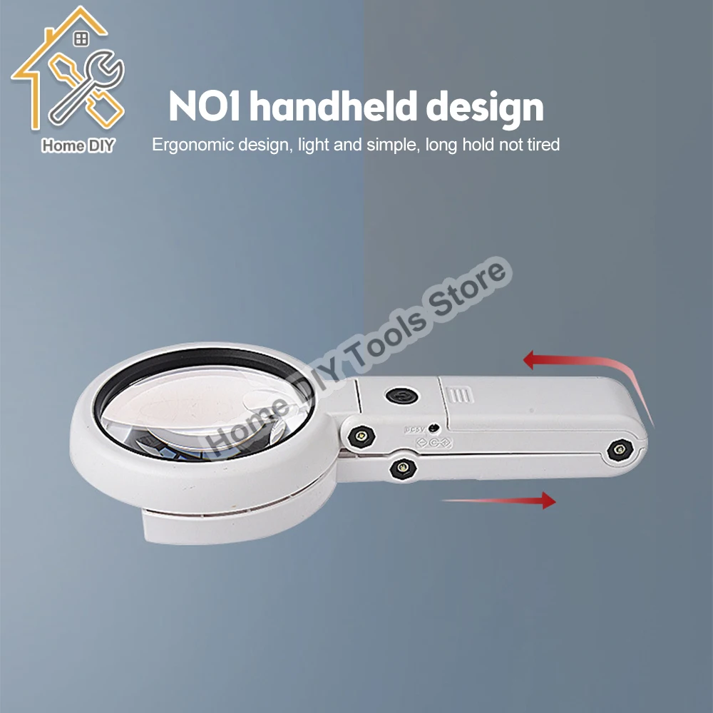 5X 11X Magnifying Glass with Light 8 LED Portable Folding Handheld Desktop Magnifier For Reading Repairing Jewelry Appraisal