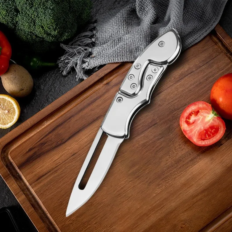 Klappmesser für Grill, Fleisch, Obst und Fisch - Küchenmesser mit Edelstahlgriff - Kochmesser zum Schneiden und Allzweckgebrauch – Detail 14
