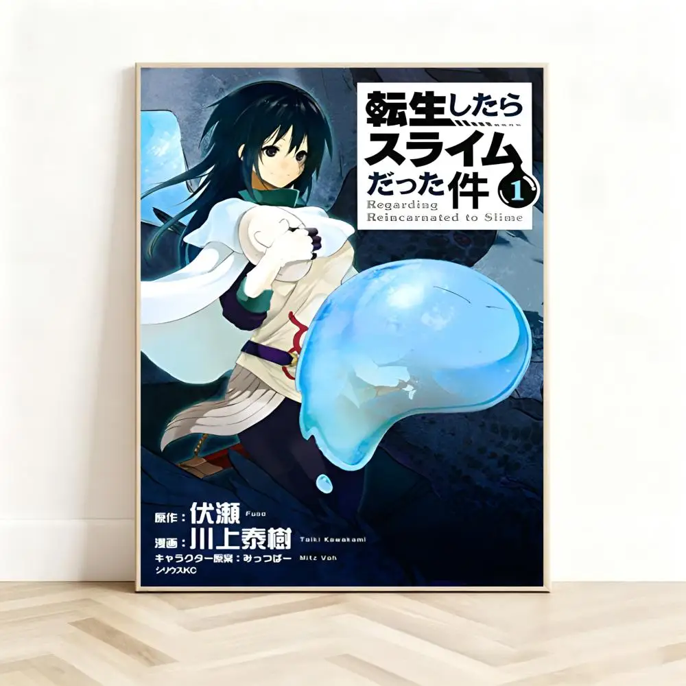 manga isekai That Time I Got Reincarnated As A Slime Poster Classic Self-Adhesive PP Wall Sticker for Living Room Bar Decor Gift