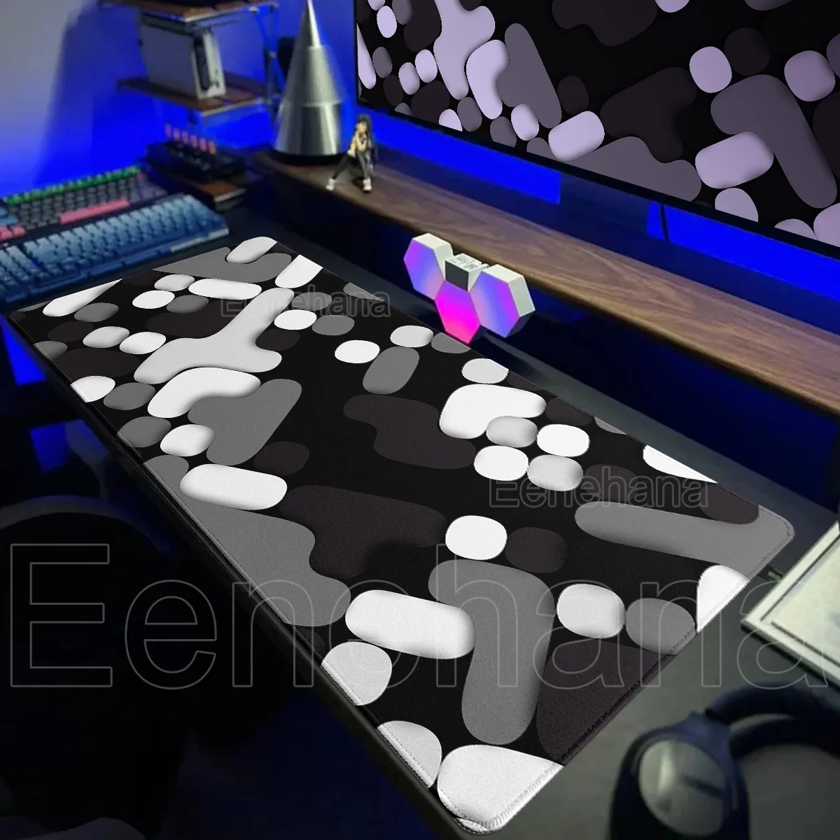 Fluid Minimalist Style Desktop Black Mouse Pad XXLGamer Rubber Pc Gaming Keyboard Expansion Pad Liquid Office Accessories Carpet