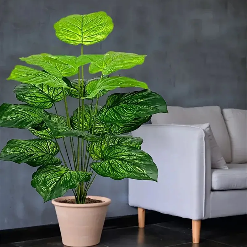 18 Large Leaves Tropical Plant Artificial Green Veined Broad Leaf Tropical Rainforest Decorative Tree For Wedding Home Christmas