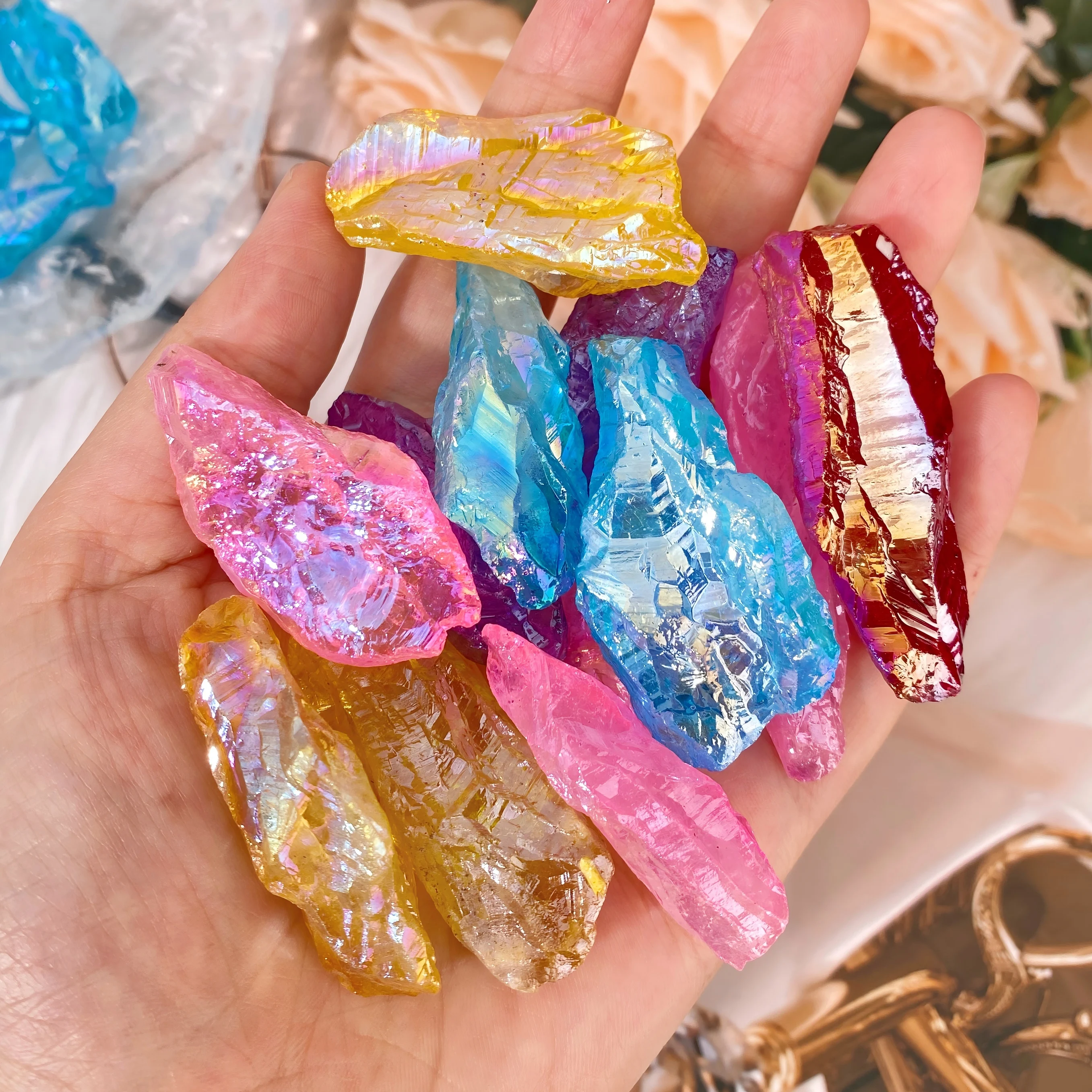 Random 1PC High Quality Decoration Natural Aura Crystal Raw Stone,Birthday Gift,Men Gift,Women Gift,Scene Decoration.