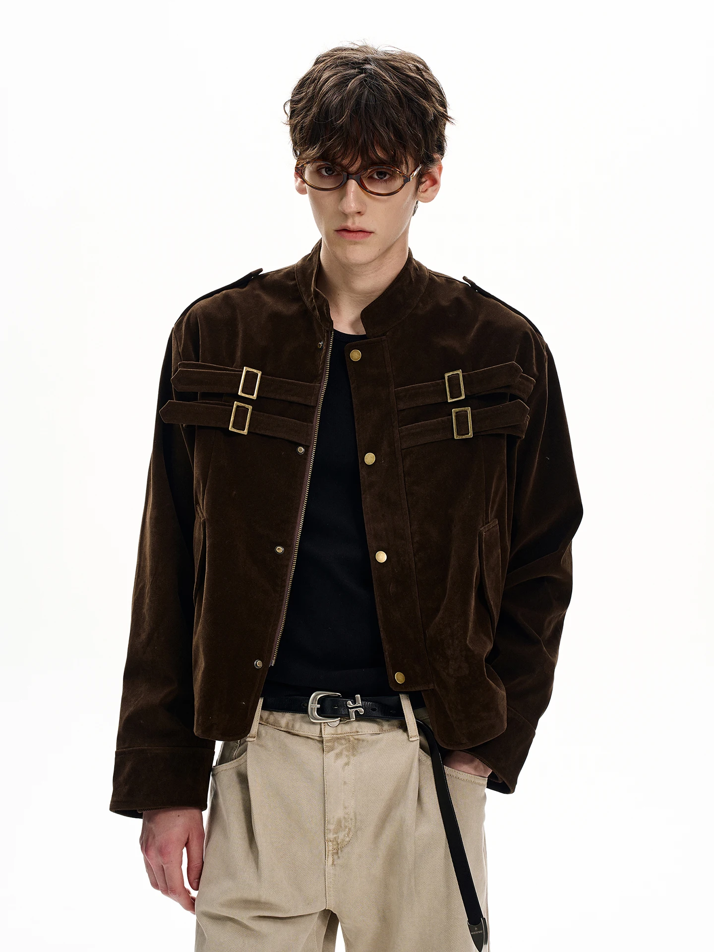 

Мужское широкое замшевое пальто American Sle Jaet CleanFit в стиле пэчворк с поясом, весенне-осеннее клетчатое охотничье пальто с воротником-стойкой