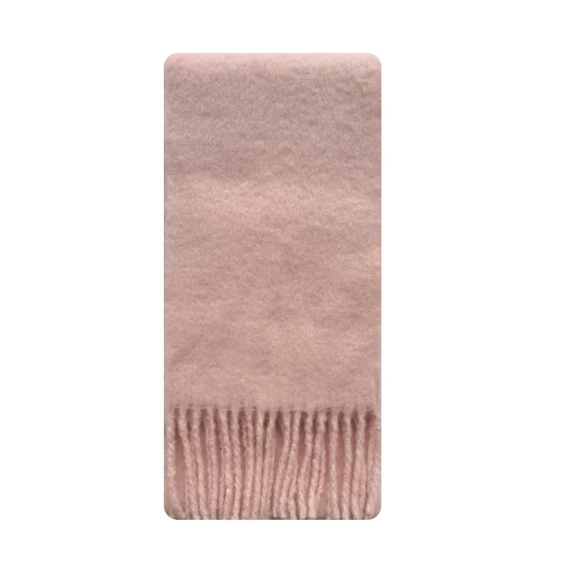 وشاح شرابة بلون سادة من مزيج الصوف بنسبة 25% للنساء، ناعم ودافئ وسميك على الطراز الكوري، غلاف شال أزرق أيسلندا #6