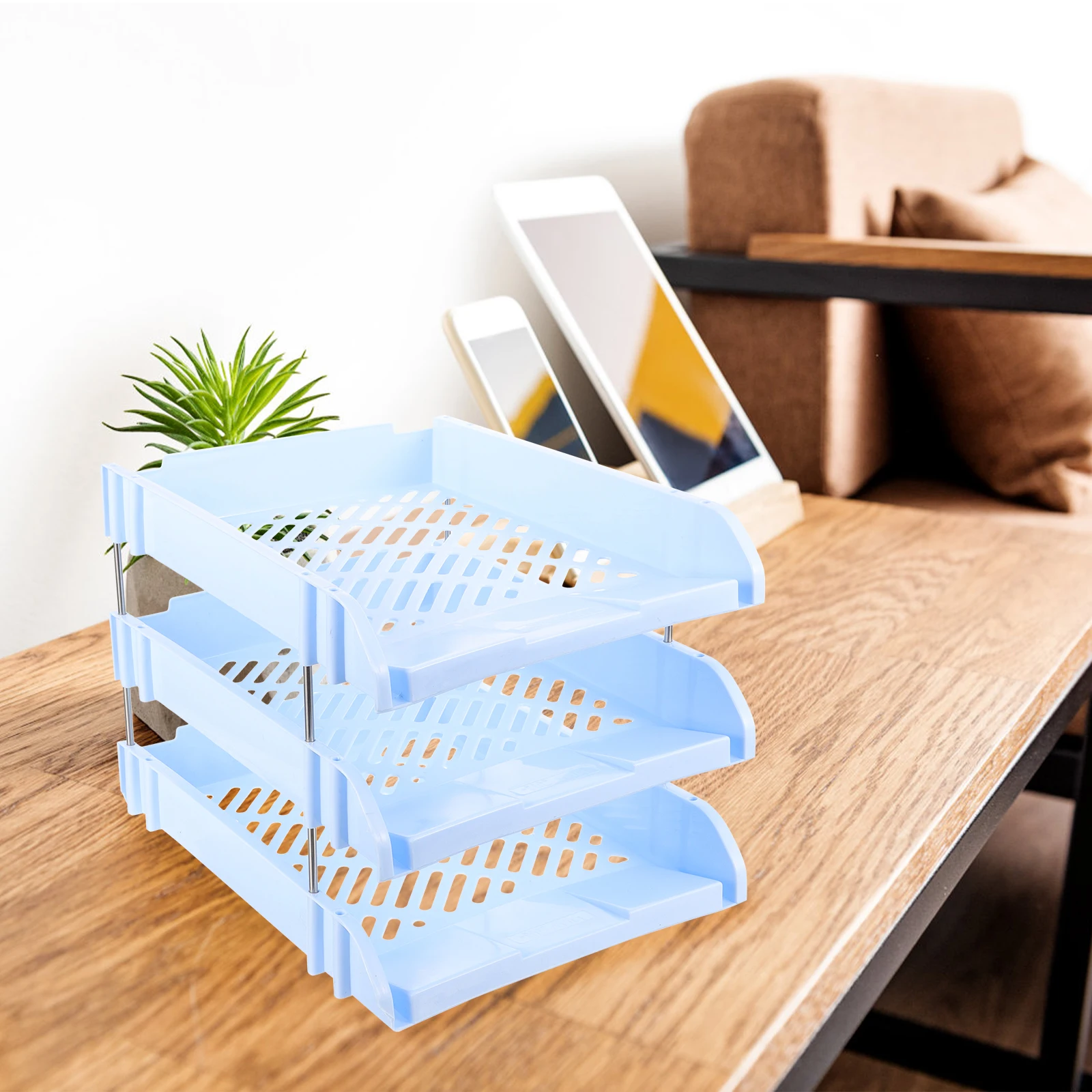 

3-Tier Paper Organizer Desk Tray Vertical File Sorter Office Desktop Document Storage Rack Desktop Organizer Paper Tray