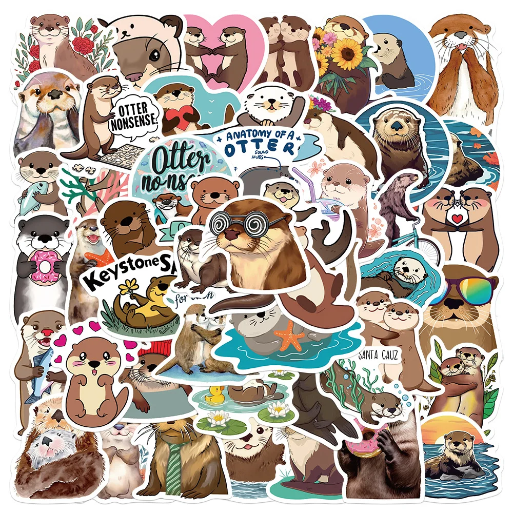 50Pcs Otter Stickers Exquisite Cute Animal Account Material Phone Case Laptop Luggage Bottle Waterproof Stickers