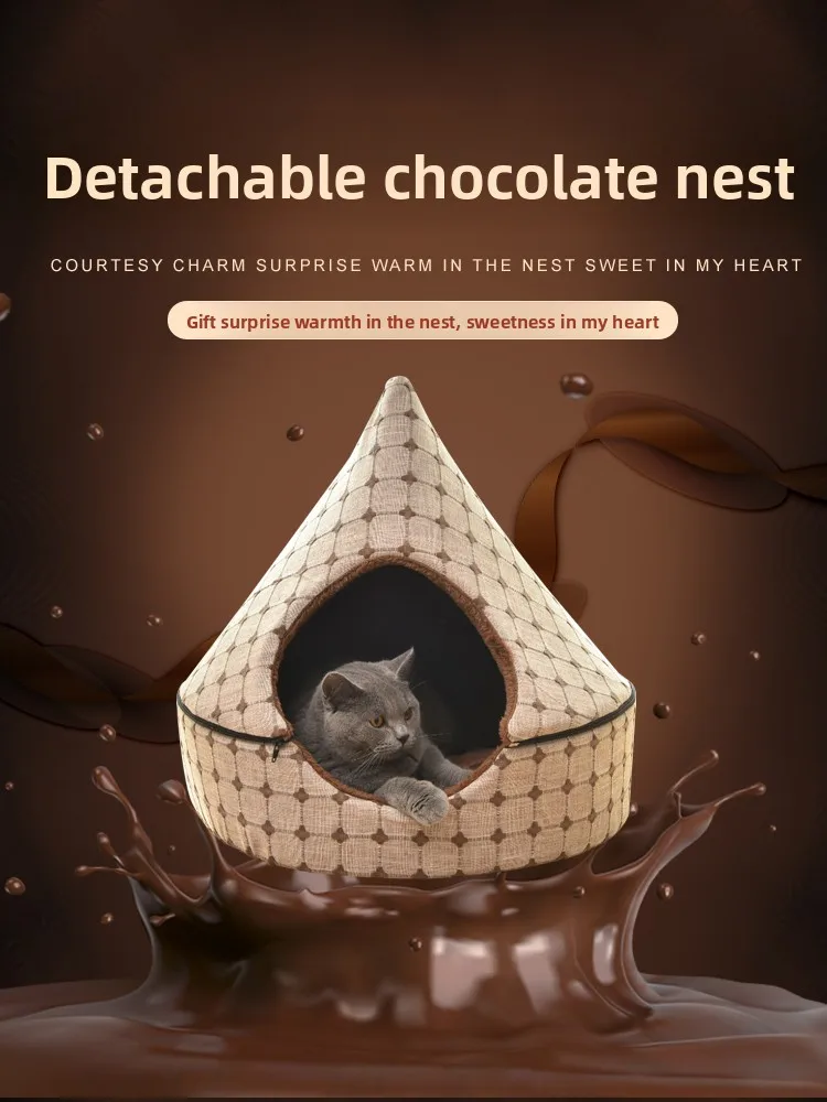 

Теплая зимняя лежанка для собаки в виде домика-виллы, всесезонная, уютная, с меховым внешним слоем и наполнителем из ПП-хлопка