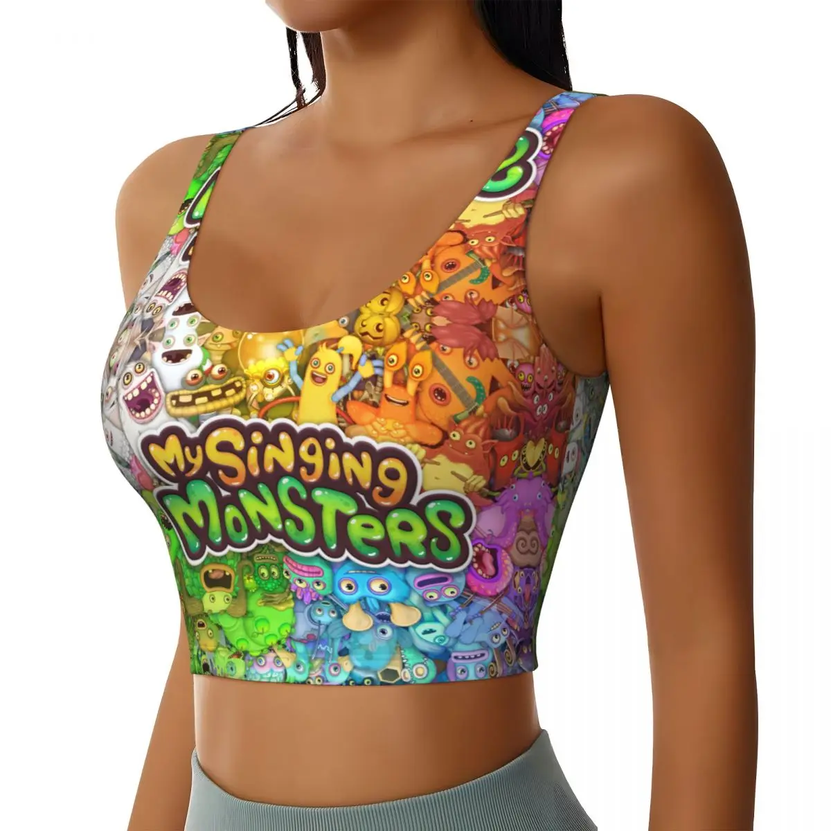Custom High Impact My Singing Monsters Sports Bra Women Gym Workout Yoga Crop Top image 2