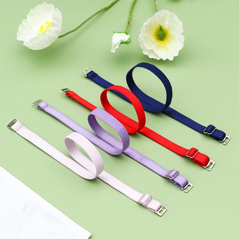 5Pair 10mm Wide 36cm Women Underwear Stainless Steel Buckle Straps Non Slip Adjustable Bra Strap Shoulder Belt Accessories