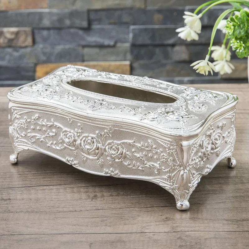 

Metal European Creative Paper Box Carved Extraction Paper Tissue Storage Box Hotel Home Living Room Premium Paper Tissue Box