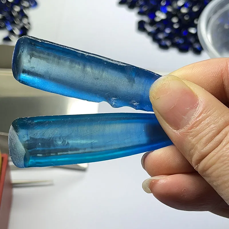 100g Paraiba Blue Corundum Rough Stone Synthetic Sapphire Raw Material For Gems Making