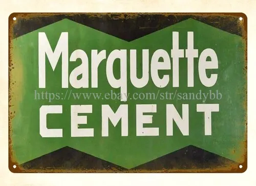 Marquette Cement metal tin sign dorm  room wall decor garage bar