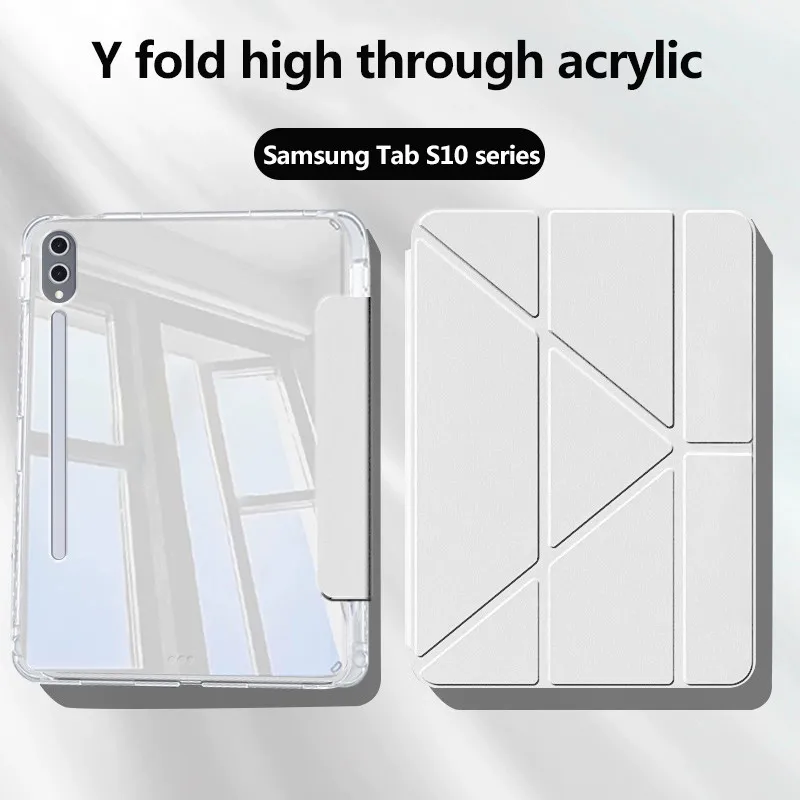 Acrylic Case For Samsung Galaxy Tab S10 Plus 12.4 2024 S9 FE Plus A9Plus Magnetic Case Smart Cover With Pen Slot