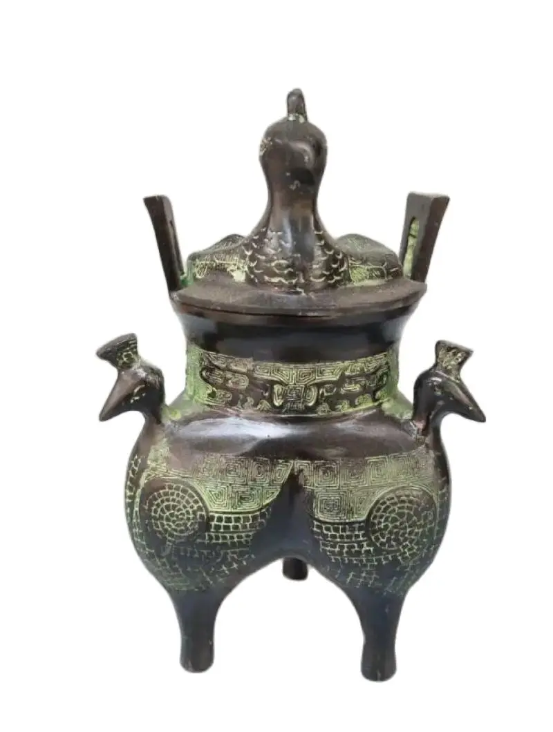 

Chinese archaize handicraft bronze phoenix bird incense burner