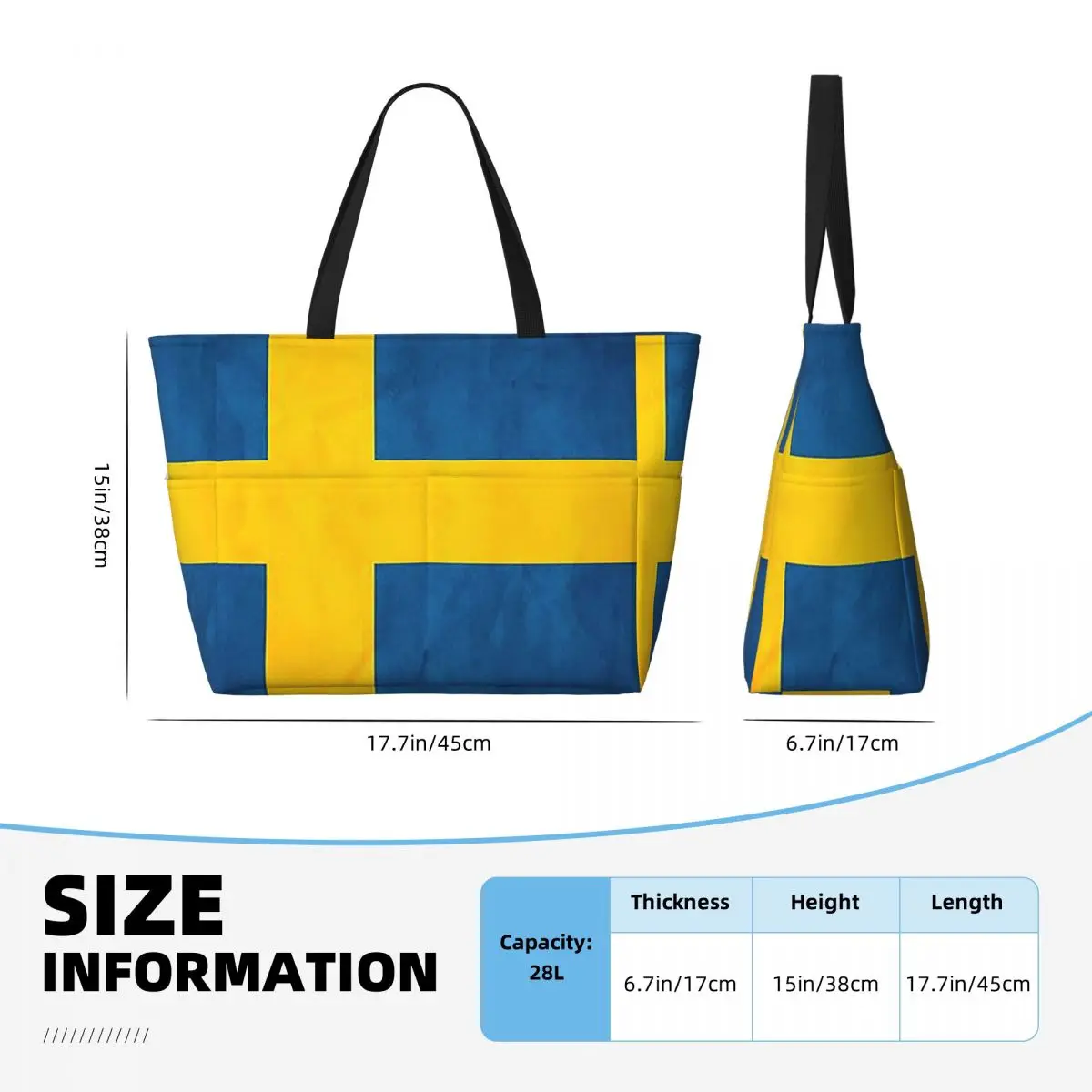 Suécia bandeira sueca praia sacola esporte ginásio yoga duffle grande sacola feminina saco de viagem saco de fitness