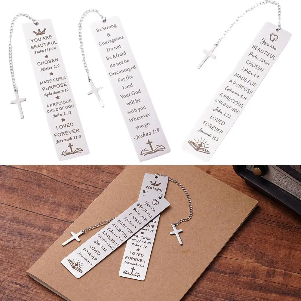 Stainless Steel Bookmark Cross Pendant Reading Book Page Marker Book Retro Mark Marker Stationery Bookmarks Supplies