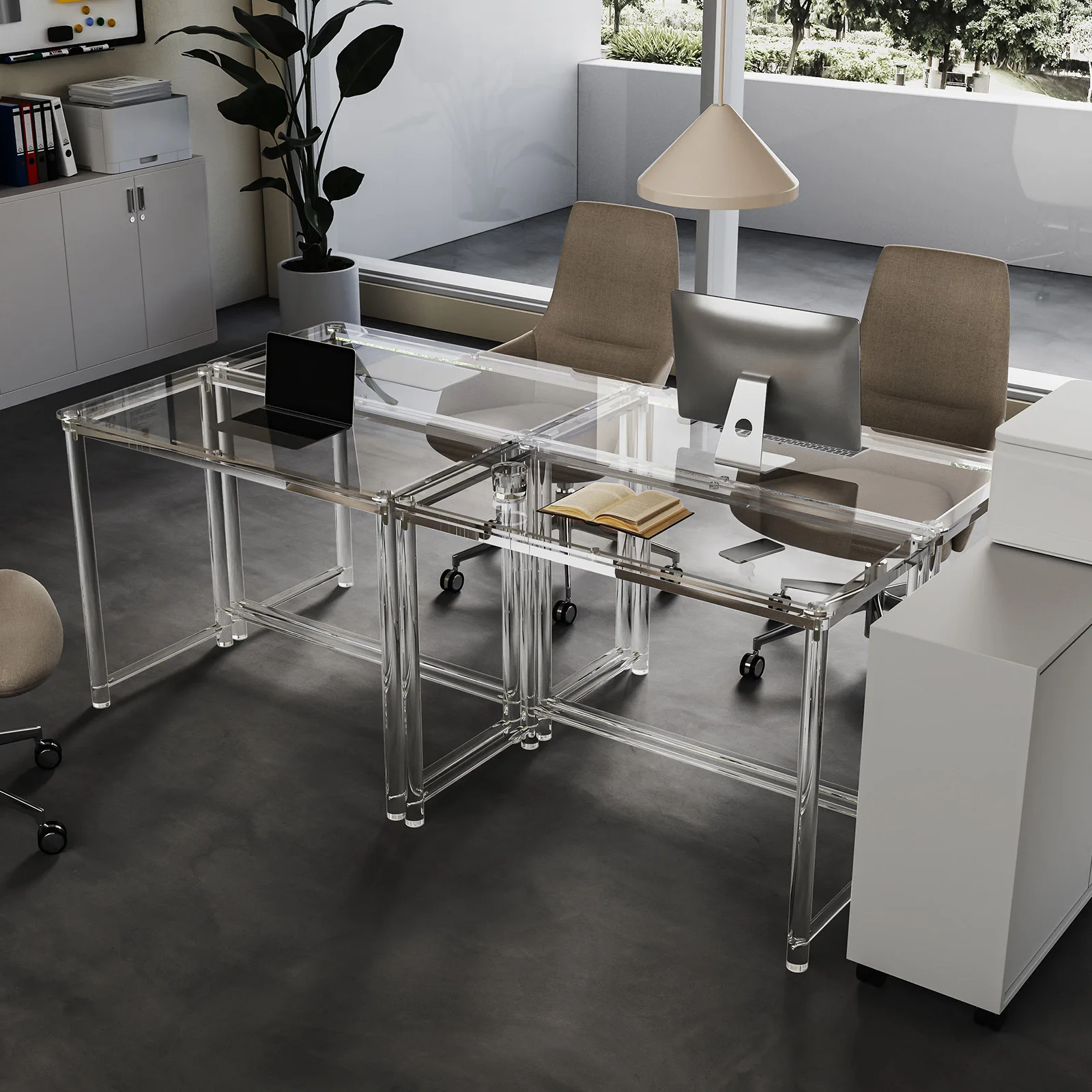 

Acrylic table suspension household creative transparent desk work study computer table splicing desk