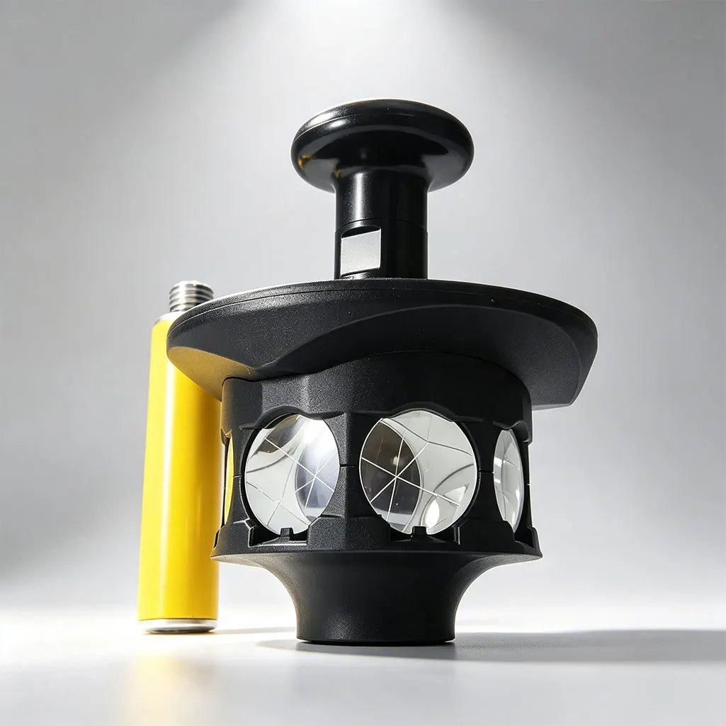 New Silver-Plated 360 Degree Trimble Robot Total Station Surveying Prism 10cm Yellow Prism Pole with 5/8x11 Thread