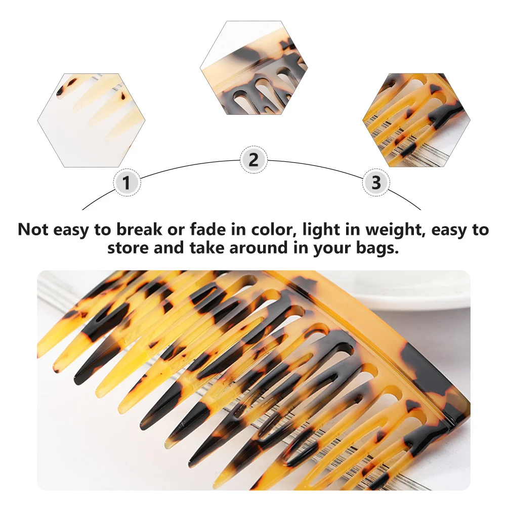 

2 шт., французские боковые расчески для волос с леопардовым принтом, ацетатный материал, сильная фиксация для укладки и украшения, расчески для волос с леопардовым принтом