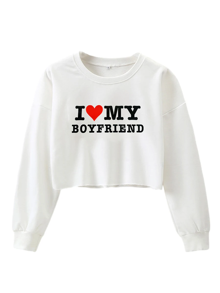 

Women s y2k Crop Tops Long Sleeve Letter Heart Print Crop Sweatshirt Teen Girls Graphic Pullovers Tees