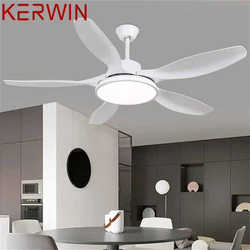 KERWIN Modern Fan Light Luxury Living Room Restaurant Bedroom Study LED Ceiling Fan Light Remote Electric Fan Light