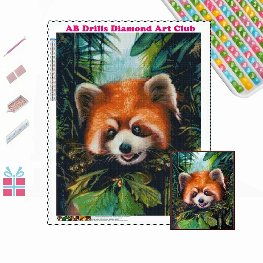 Red Panda 5D DIY AB Drills Diamond Painting Mosaic Embroidery Animal Cross Stitch Picture Rhinestone Handmade Craft Home Decor